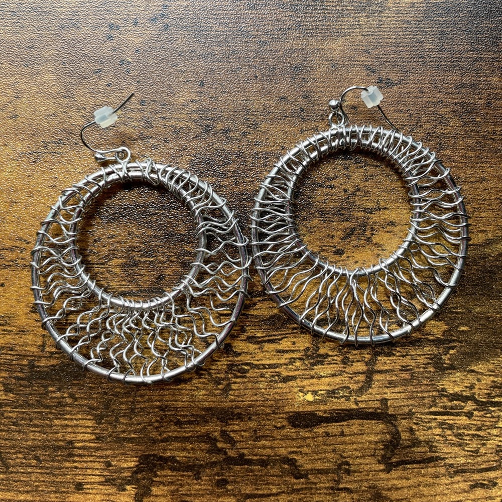 Kenneth Jay Lane Silver Wire Hoop Earrings